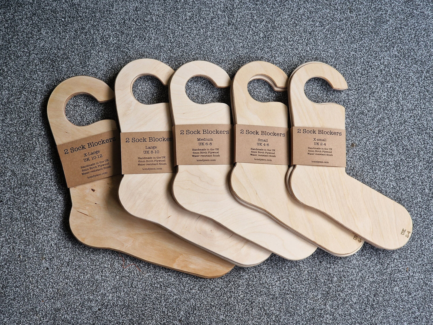 Premium Sock Blockers UK sizes, Set of 2. 6mm thick birch plywood. Designed and made in the UK by me!