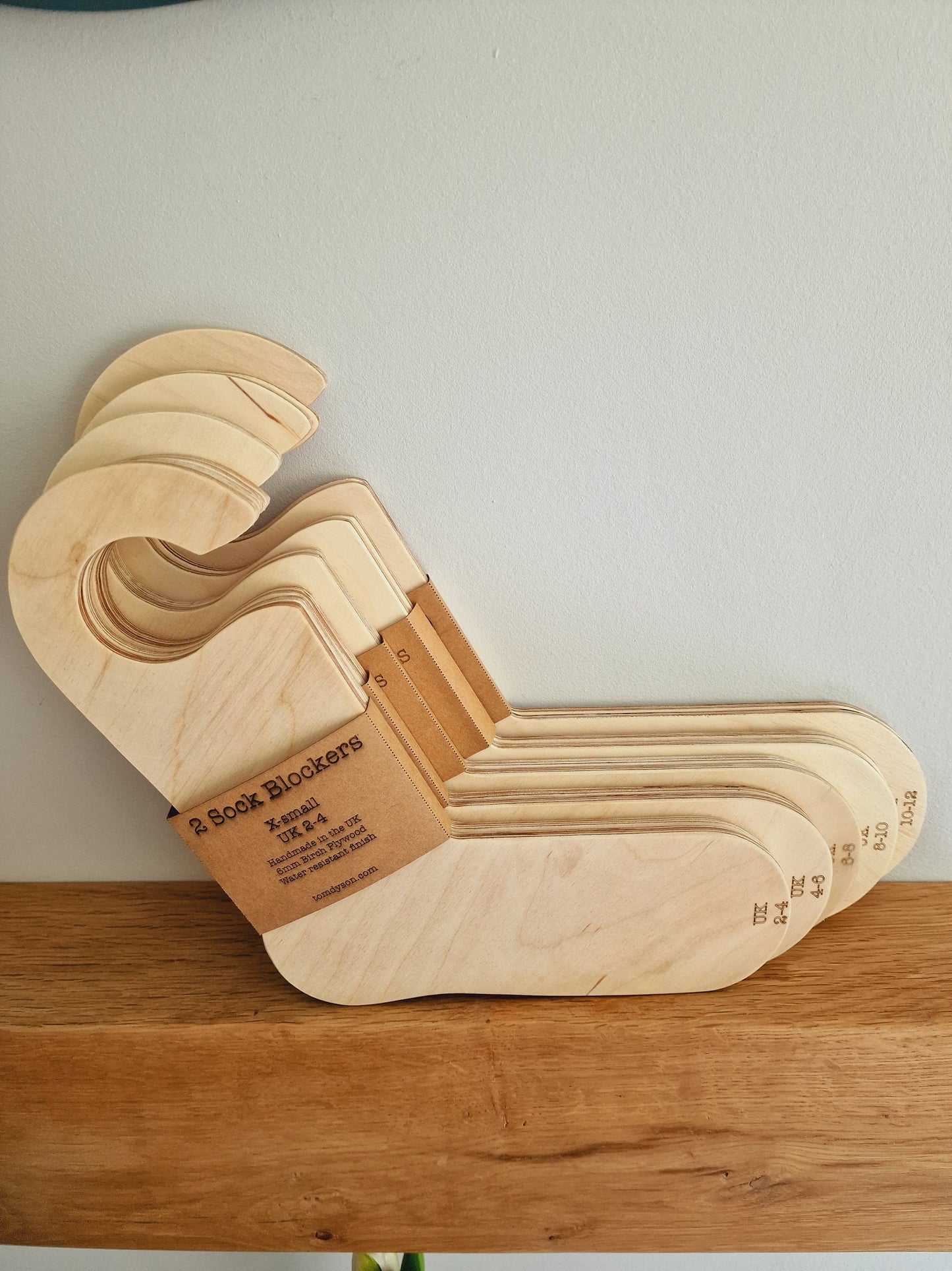 Premium Sock Blockers UK sizes, Set of 2. 6mm thick birch plywood. Designed and made in the UK by me!