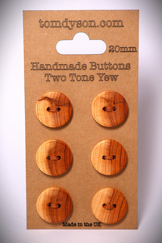 Two Tone Yew Buttons, Handmade & Full Range of Sizes