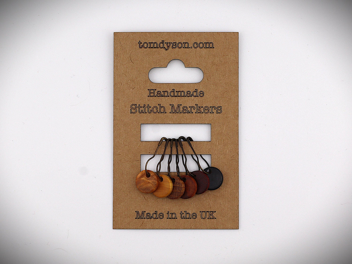 Handturned Wooden Stitch Markers – Set of 6 | Handmade in the New Forest | Premium Knitting Accessories