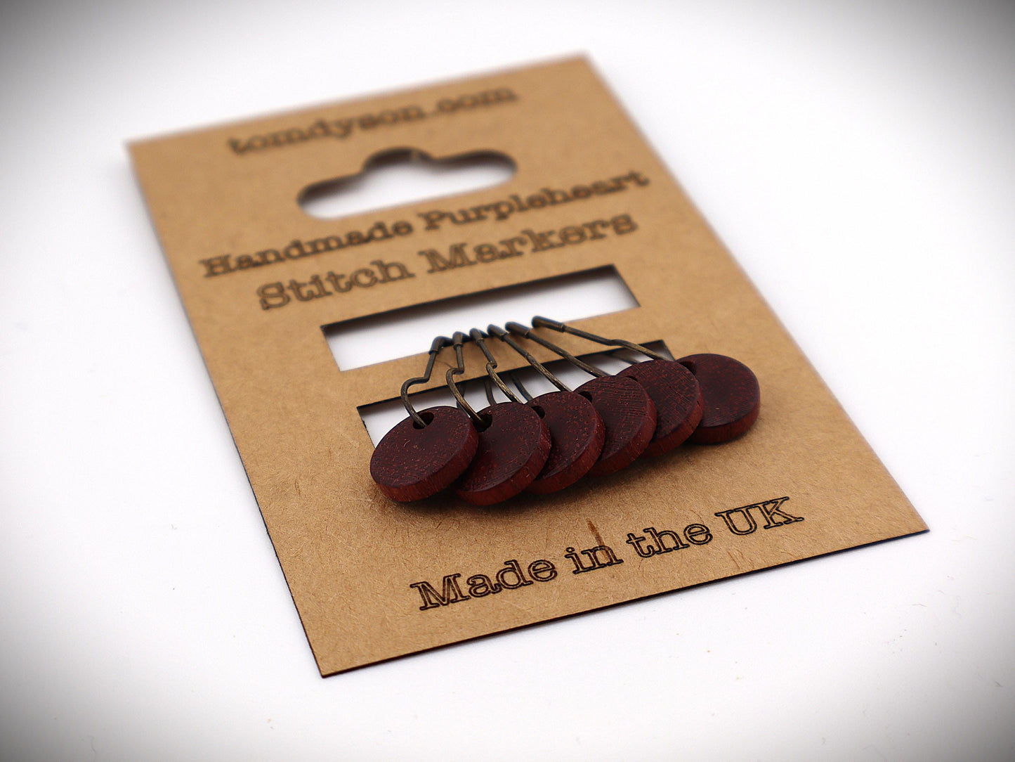 Handturned Wooden Stitch Markers – Set of 6 | Handmade in the New Forest | Premium Knitting Accessories