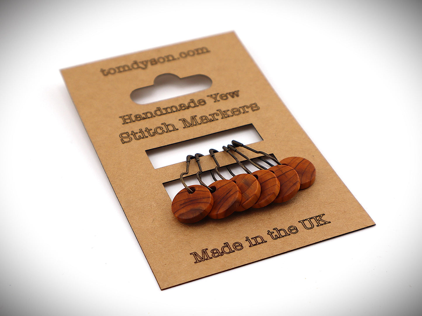 Handturned Wooden Stitch Markers – Set of 6 | Handmade in the New Forest | Premium Knitting Accessories