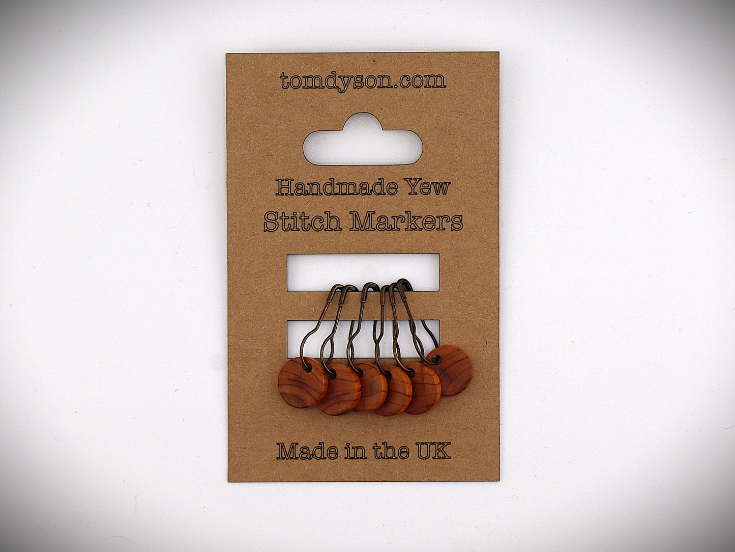 Handturned Wooden Stitch Markers – Set of 6 | Handmade in the New Forest | Premium Knitting Accessories
