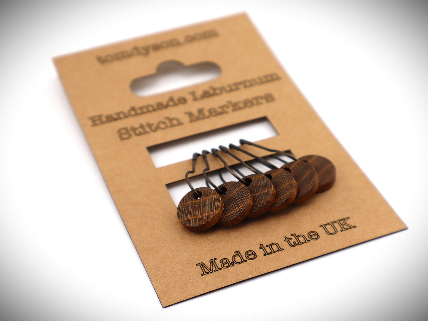 Handturned Wooden Stitch Markers – Set of 6 | Handmade in the New Forest | Premium Knitting Accessories