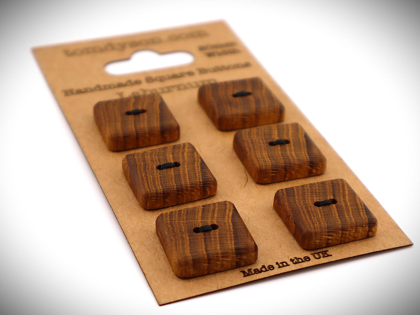 Square Buttons! Range of woods and Handmade in the UK