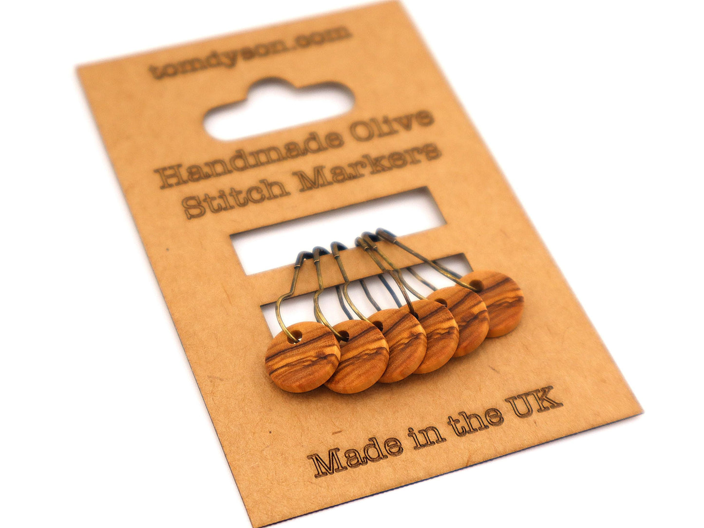 Handturned Wooden Stitch Markers – Set of 6 | Handmade in the New Forest | Premium Knitting Accessories