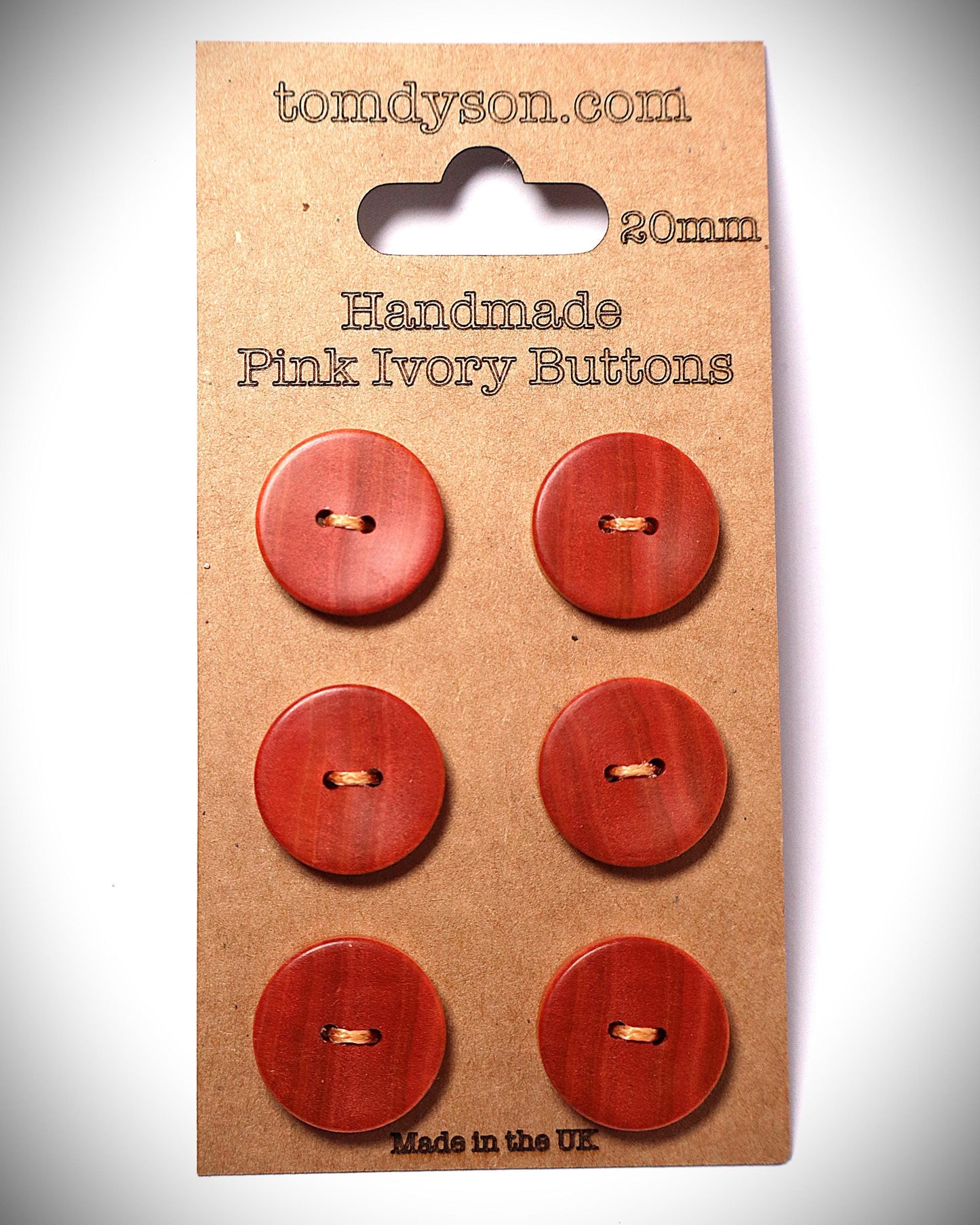 Pink Ivory Wood Buttons - Handmade in the UK - Range of sizes