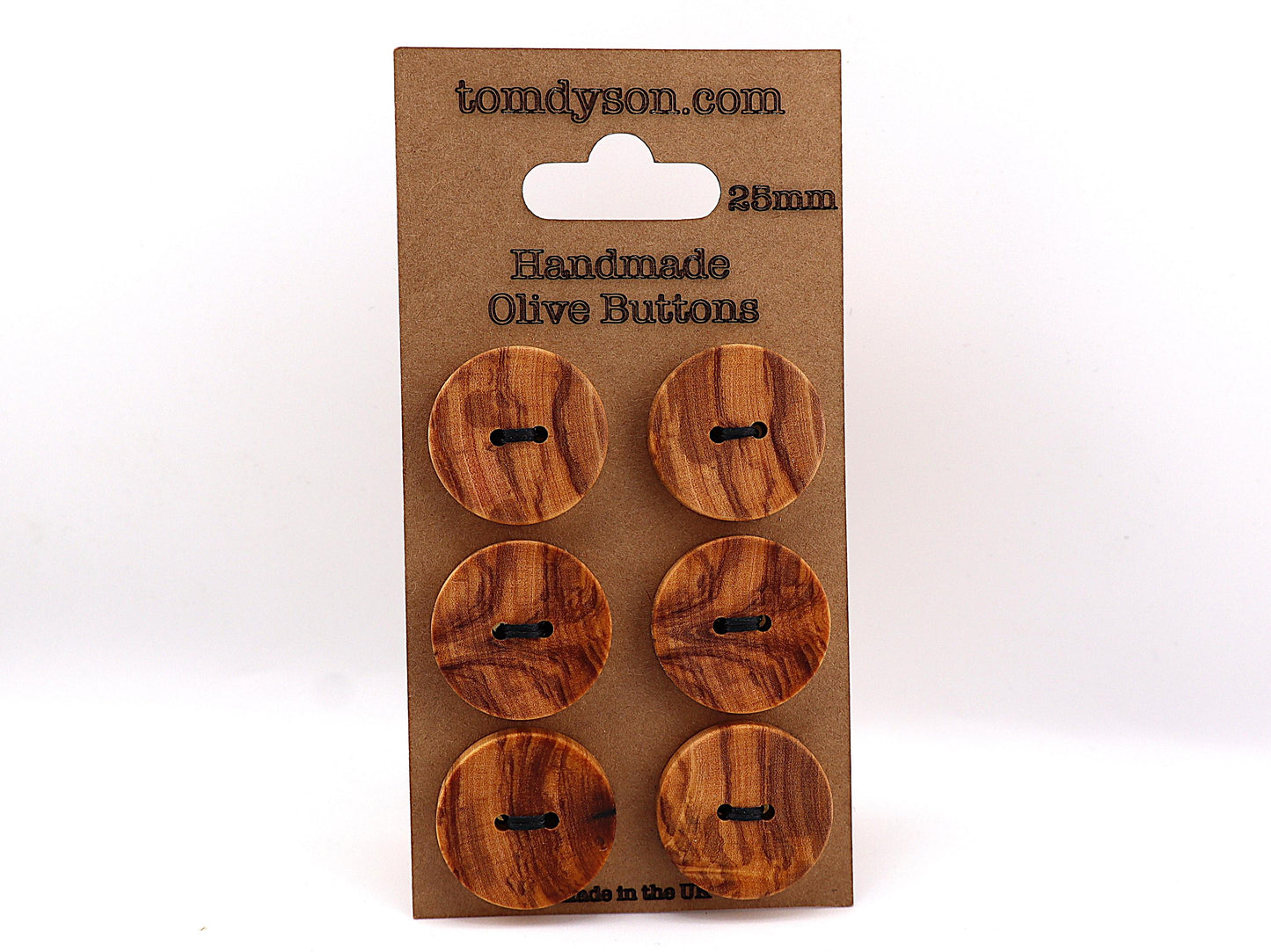 Handmade Olive Wood Buttons: 15mm, UK Crafted