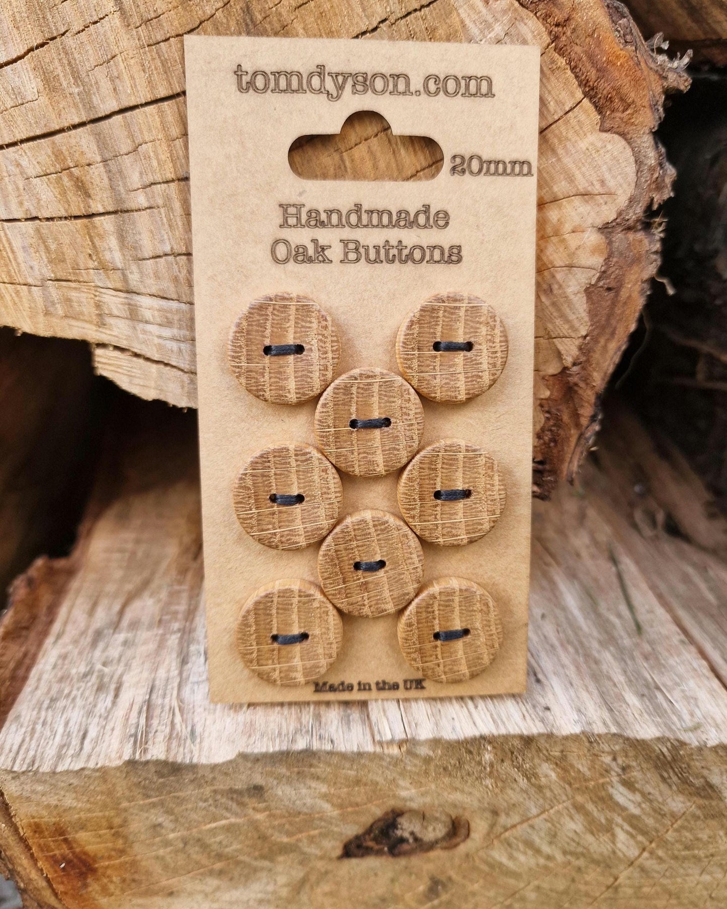 Handmade Oak Wood Buttons: Full Size Range, Sewing Supplies