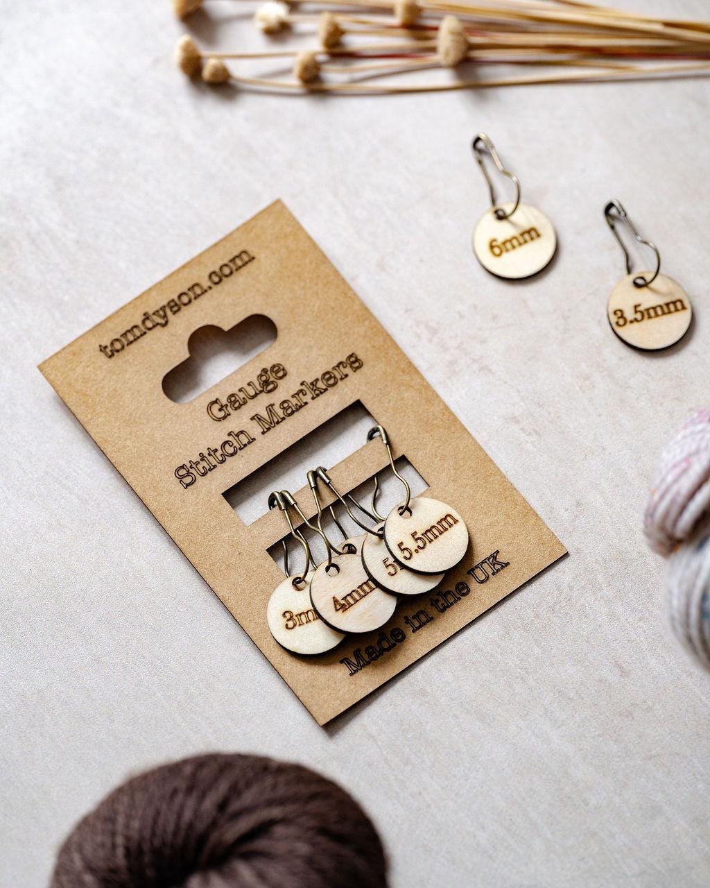 Crochet Hook Size Stitch Markers | Birch Plywood Gauge Tags