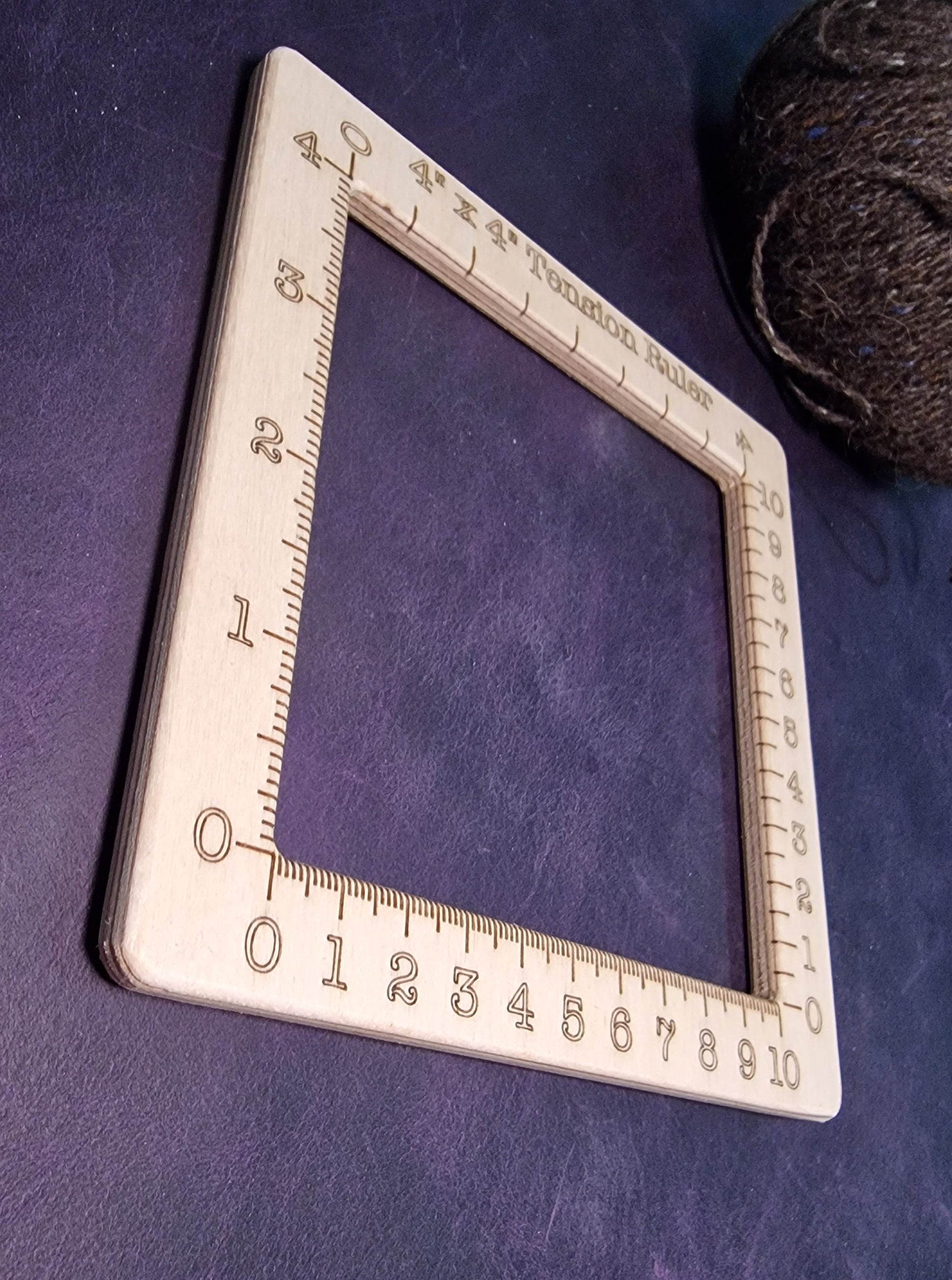 Birch Plywood Tension Ruler: 4 Inch Knitting Gauge