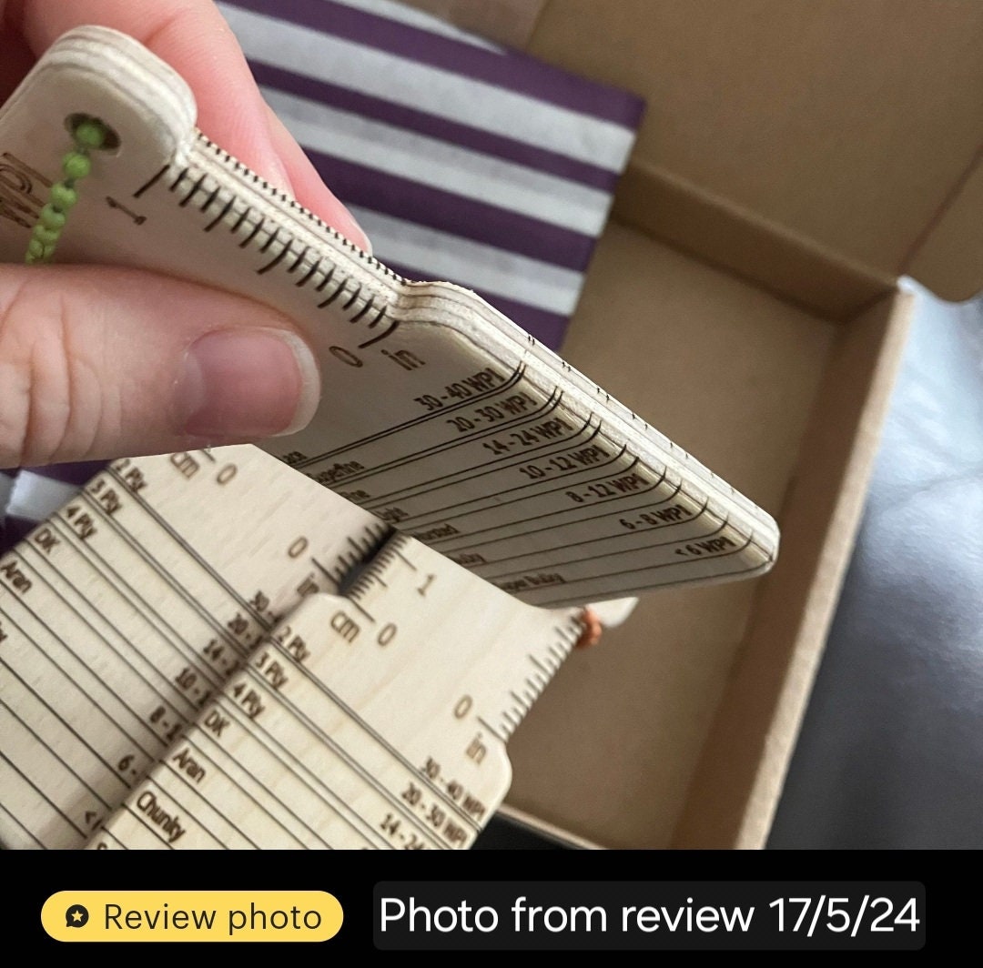 Dual-Sided Birch WPI Tool: UK & US Knitting Gauge