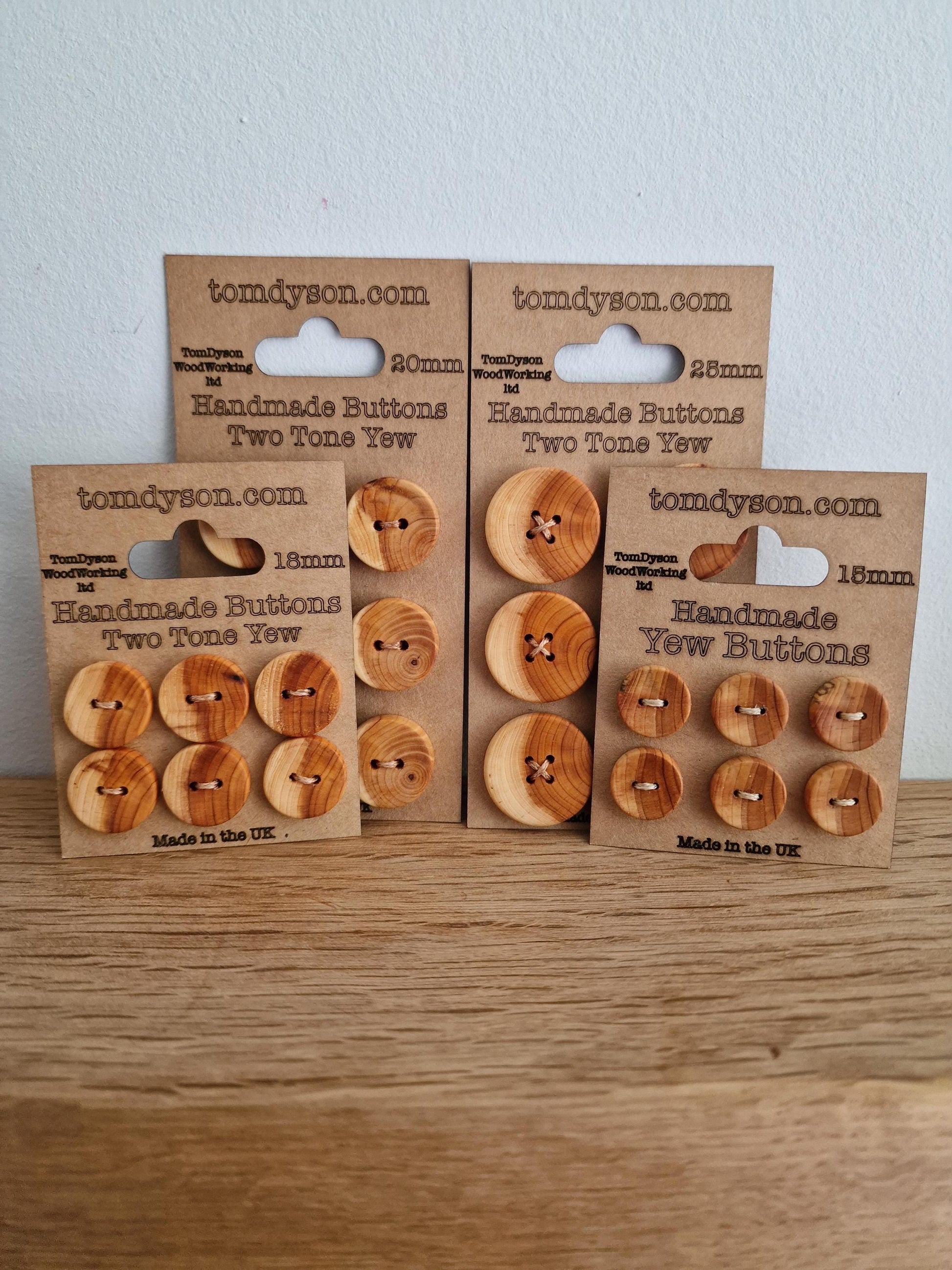 Two Tone Yew Buttons, Handmade & Full Range of Sizes