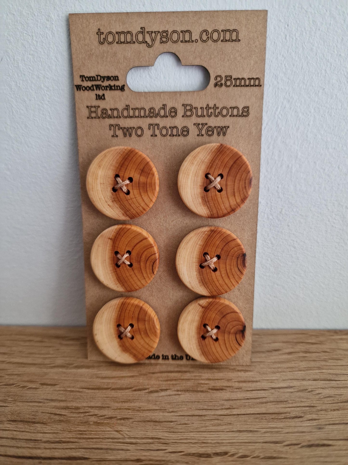 Two Tone Yew Buttons, Handmade & Full Range of Sizes