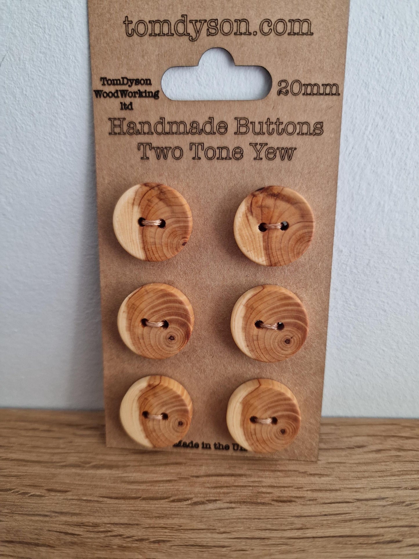 Two Tone Yew Buttons, Handmade & Full Range of Sizes