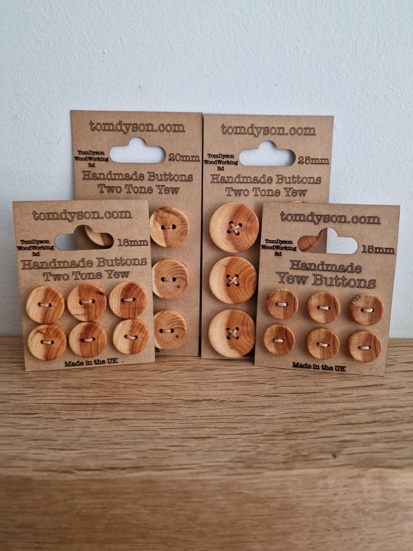 Two Tone Yew Buttons, Handmade & Full Range of Sizes