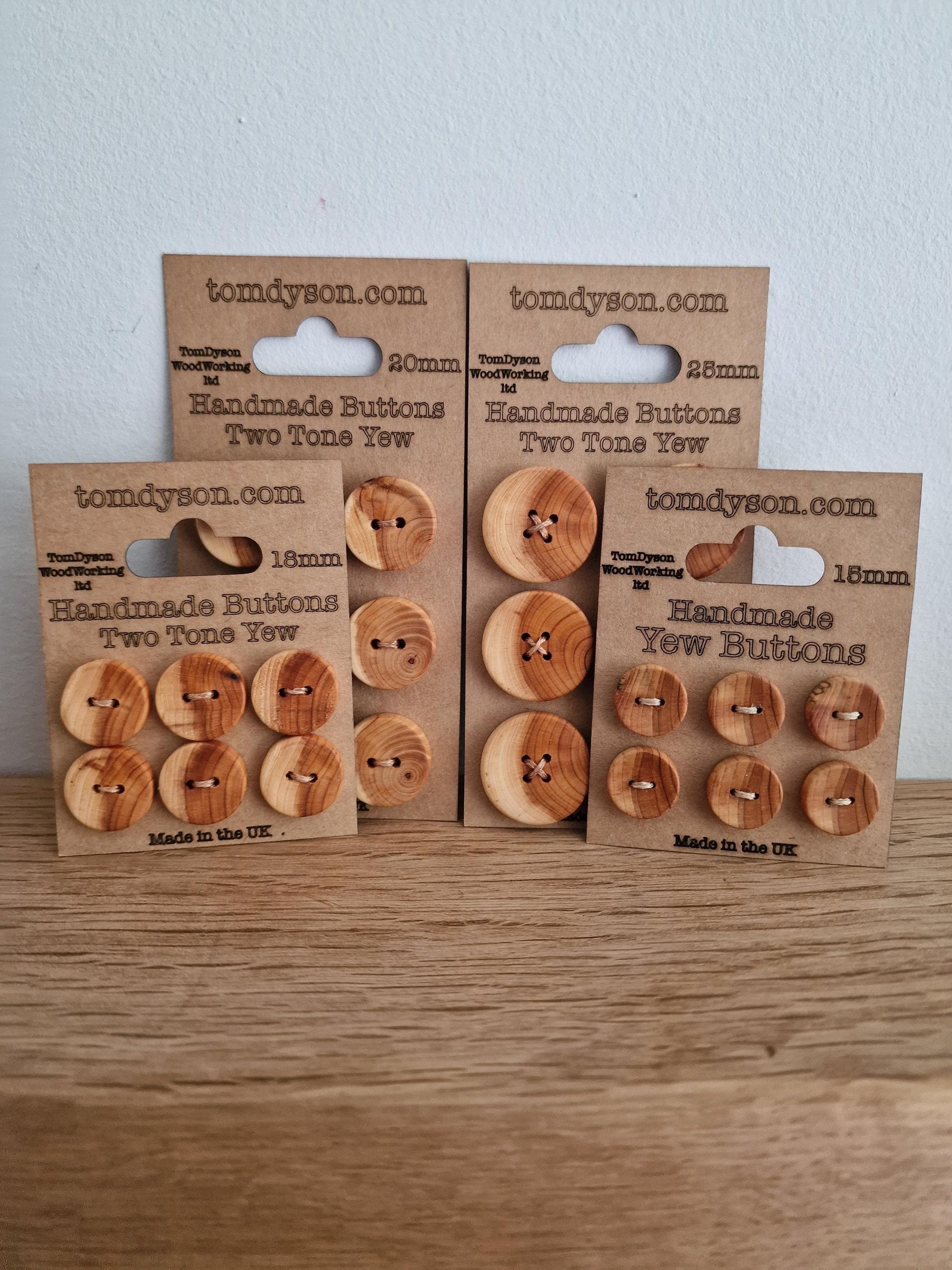 Two Tone Yew Buttons, Handmade & Full Range of Sizes