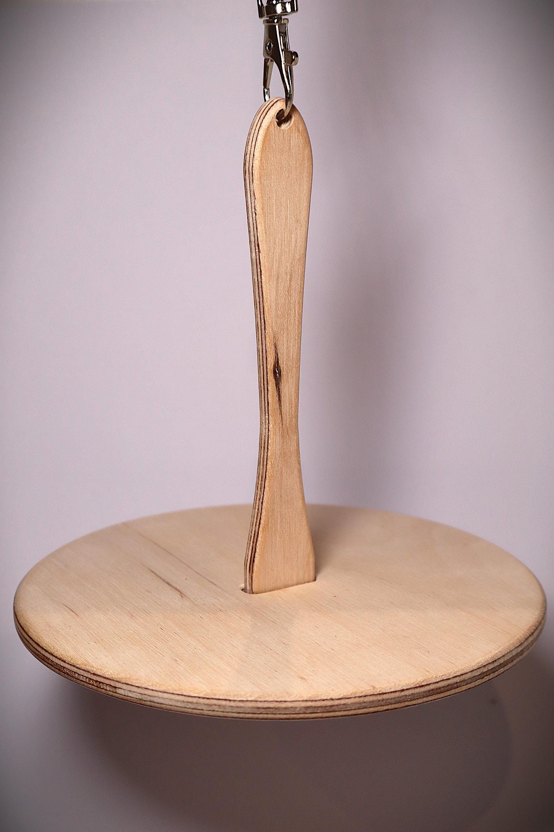 Handcrafted Birch Plywood Yarn Holder with Leather Wrist Strap