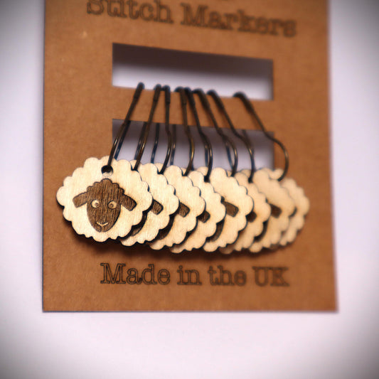 Sheep Stitch Markers: Birch Plywood Knitting Crochet Accessories (Set of 8)