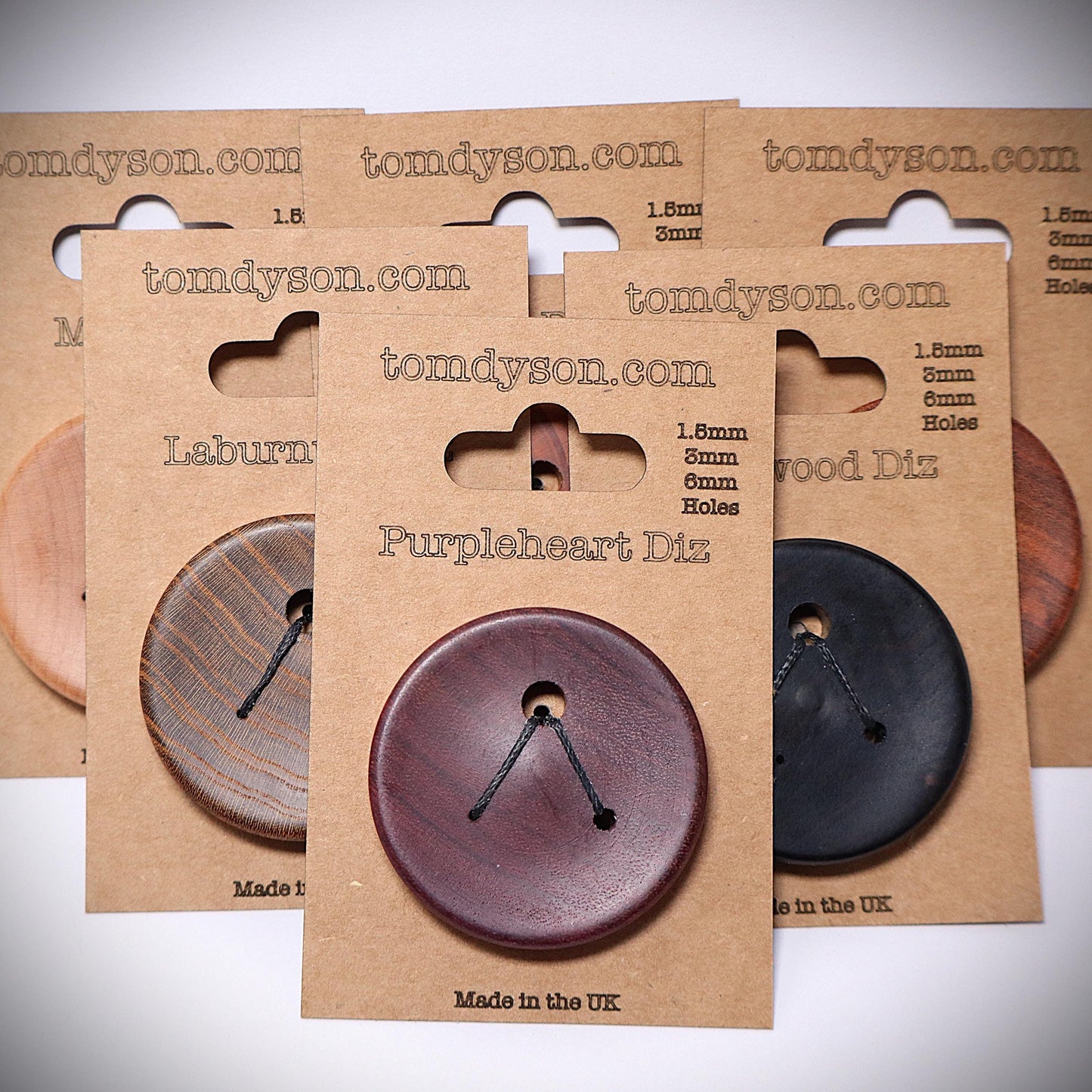 Handcrafted Wood Diz for Spinners - 3 Hole Sizes (1.5mm, 3mm, 6mm) - Range of woods