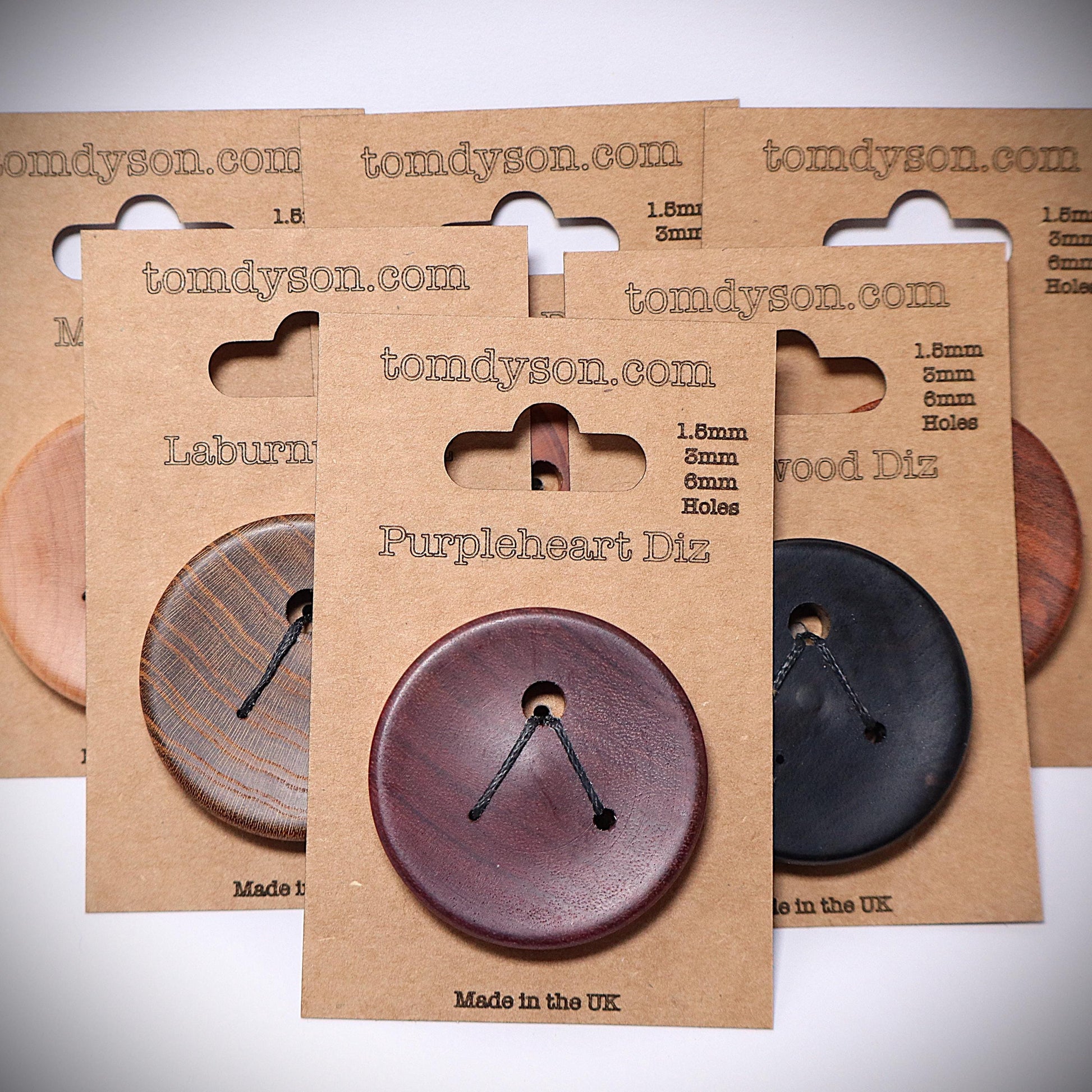 Handcrafted Wood Diz for Spinners - 3 Hole Sizes (1.5mm, 3mm, 6mm) - Range of woods