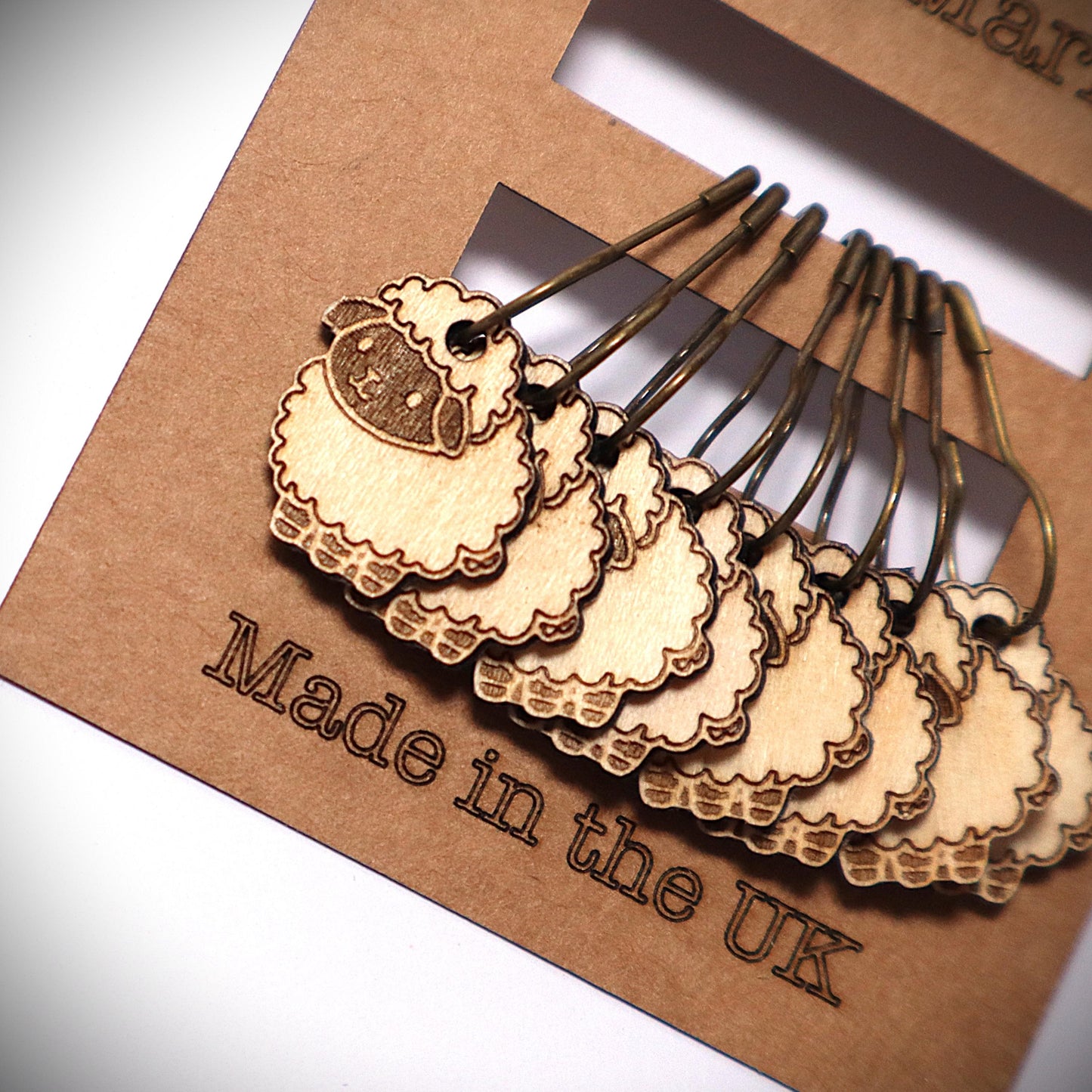 Sheep Stitch Markers: Birch Plywood Knitting Crochet Accessories (Set of 8)