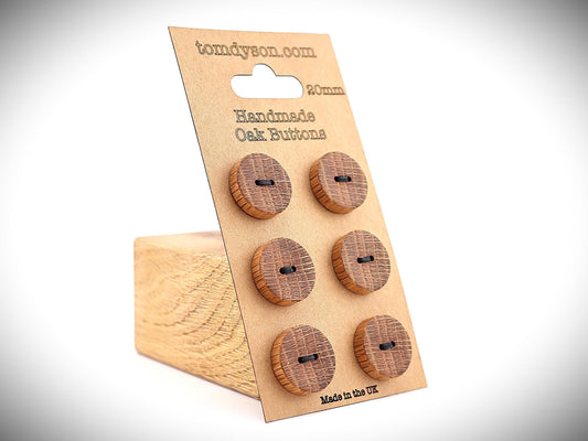 Handmade Oak Wood Buttons: Full Size Range, Sewing Supplies