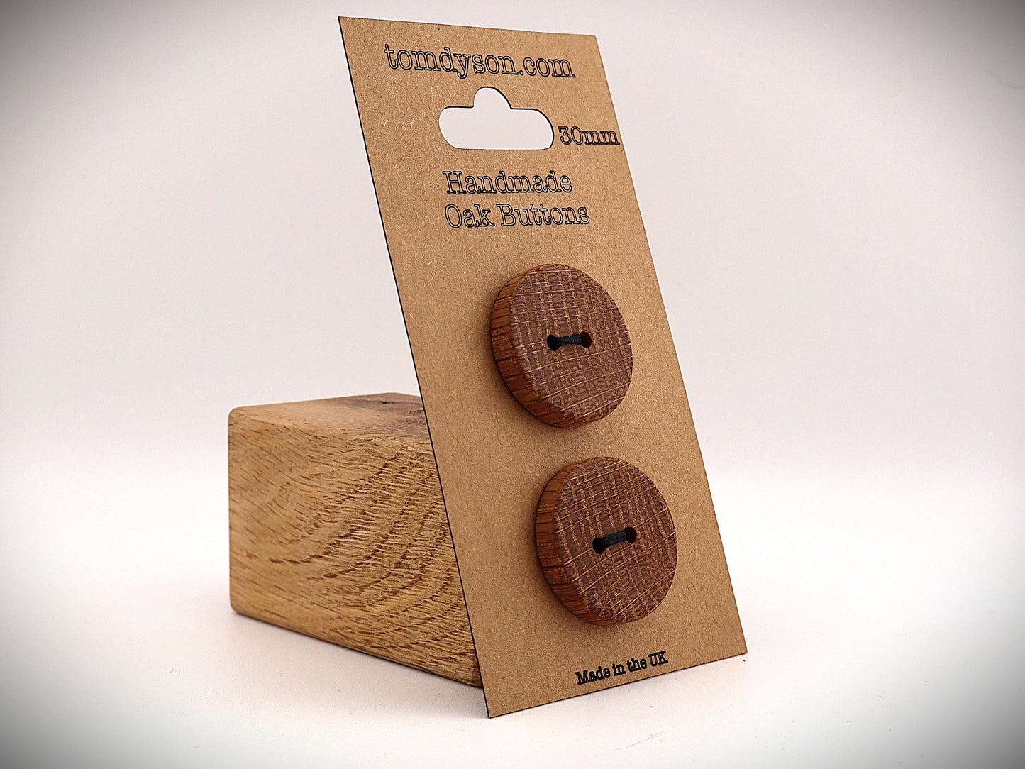 Handmade Oak Wood Buttons: Full Size Range, Sewing Supplies