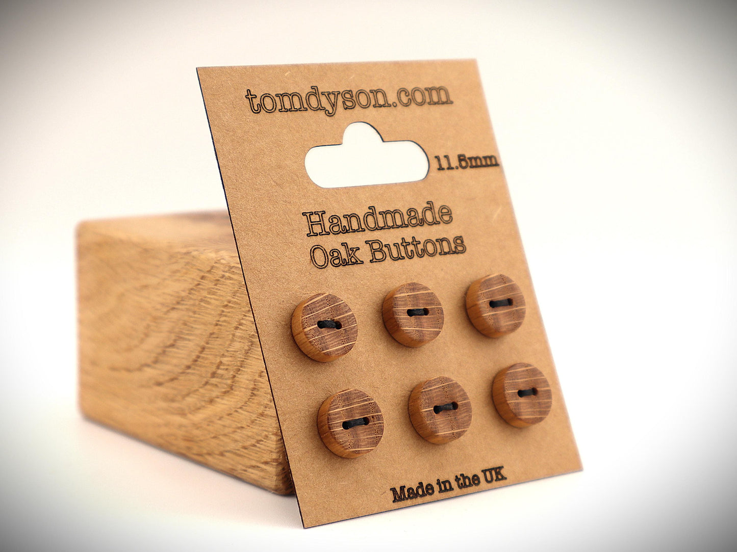Handmade Oak Wood Buttons: Full Size Range, Sewing Supplies