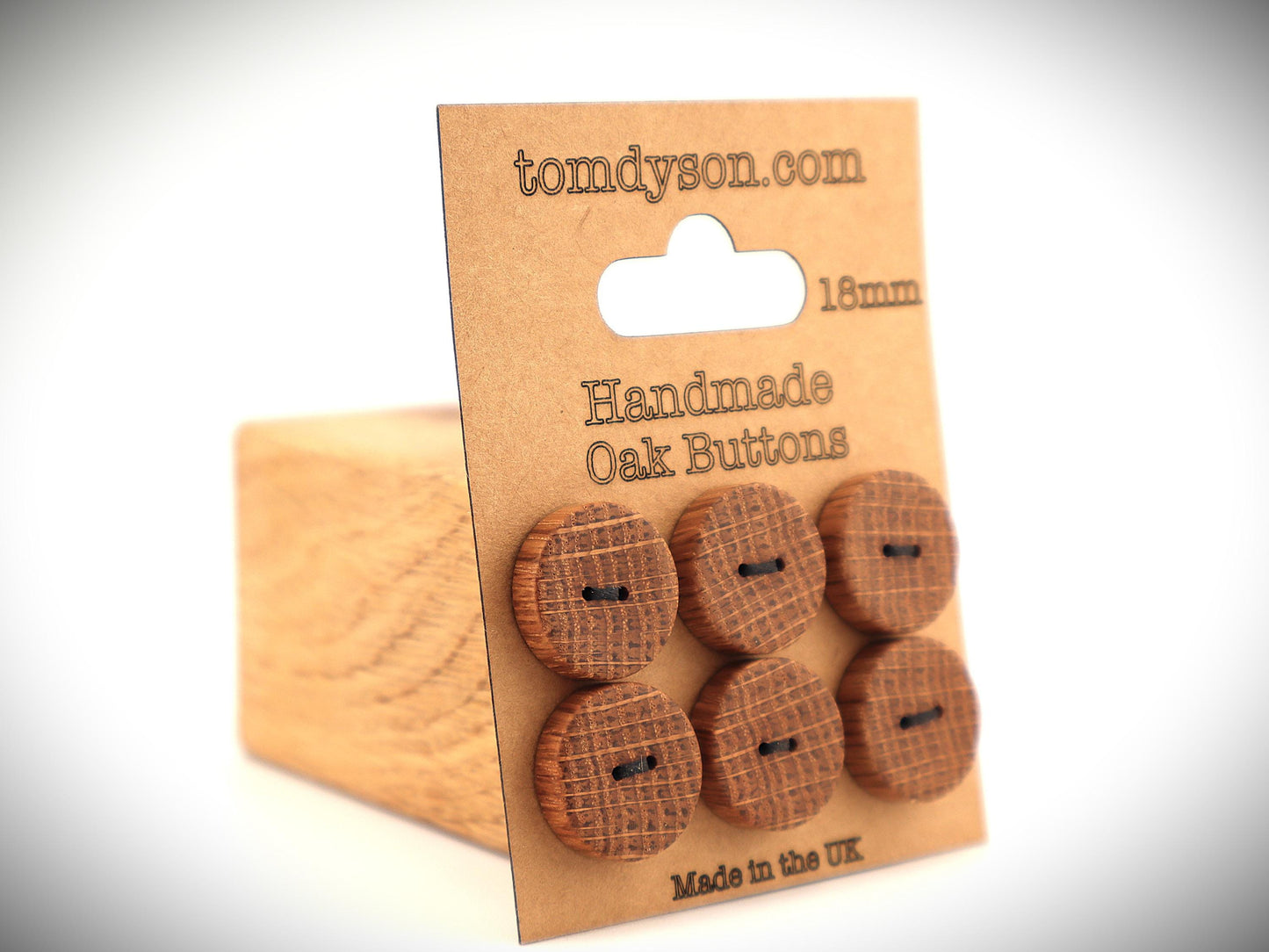 Handmade Oak Wood Buttons: Full Size Range, Sewing Supplies
