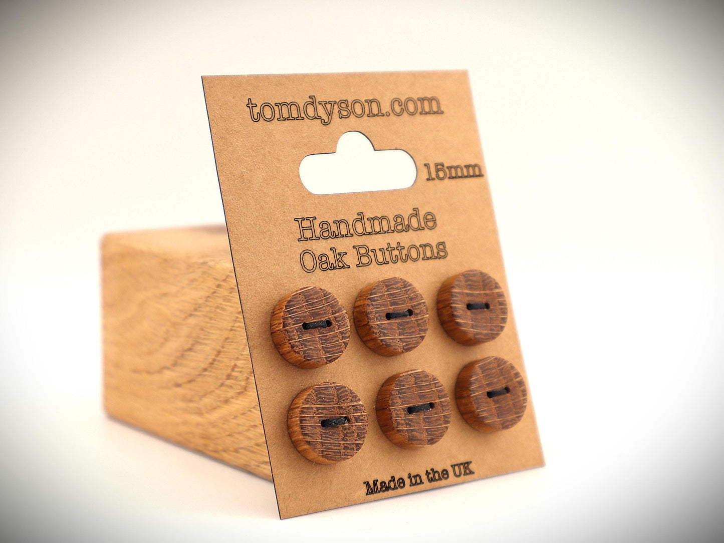 Handmade Oak Wood Buttons: Full Size Range, Sewing Supplies