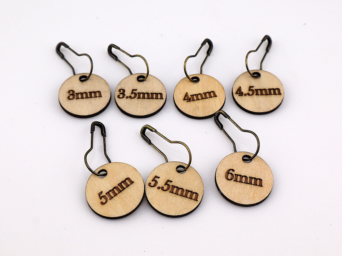 Crochet Hook Size Stitch Markers | Birch Plywood Gauge Tags
