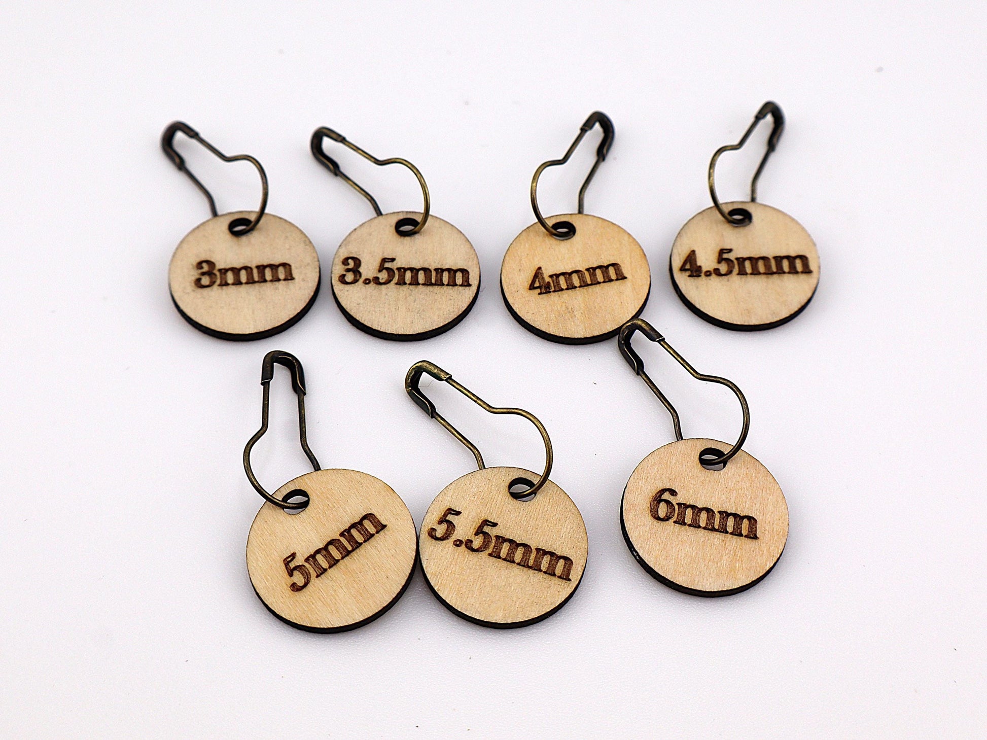 Crochet Hook Size Stitch Markers | Birch Plywood Gauge Tags