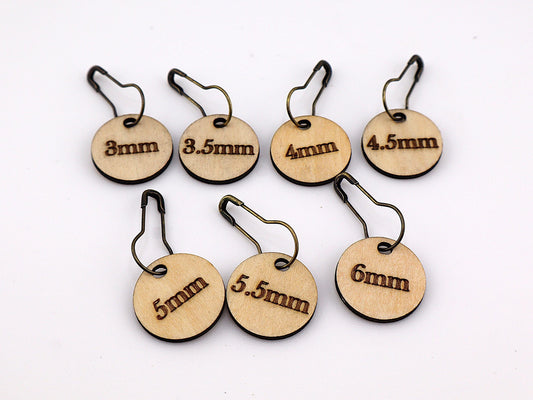 Crochet Hook Size Stitch Markers | Birch Plywood Gauge Tags