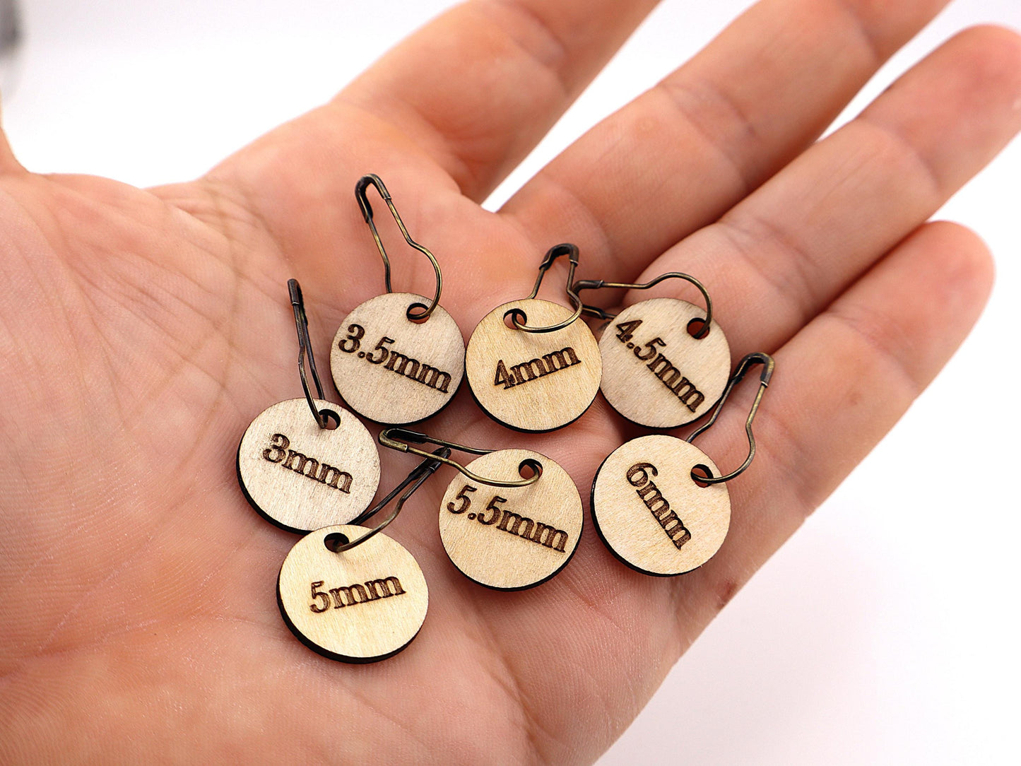 Crochet Hook Size Stitch Markers | Birch Plywood Gauge Tags