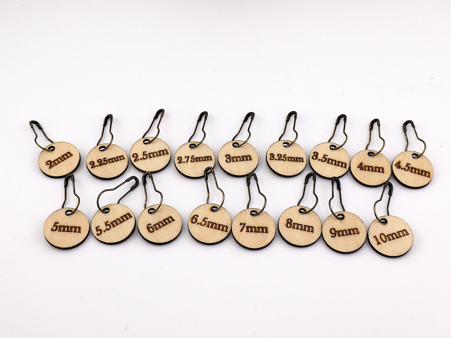Crochet Hook Size Stitch Markers | Birch Plywood Gauge Tags