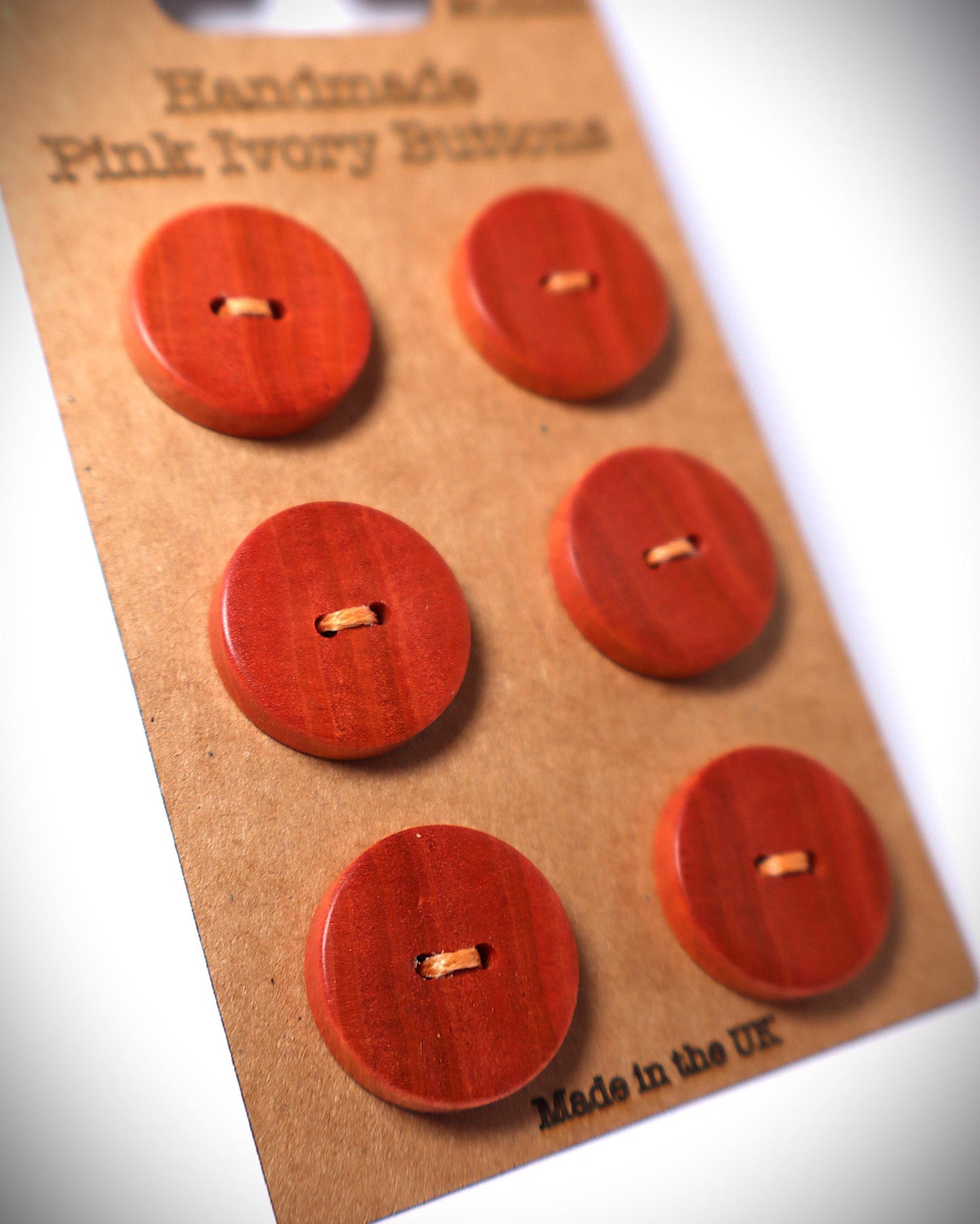 Pink Ivory Wood Buttons - Handmade in the UK - Range of sizes