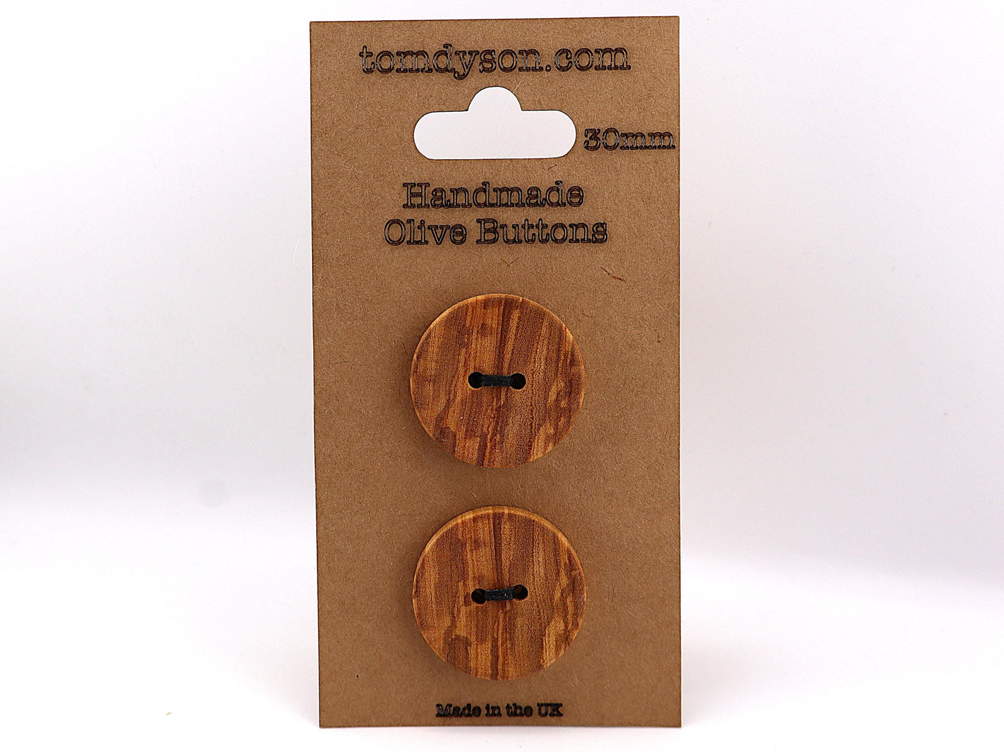 Handmade Olive Wood Buttons: 15mm, UK Crafted