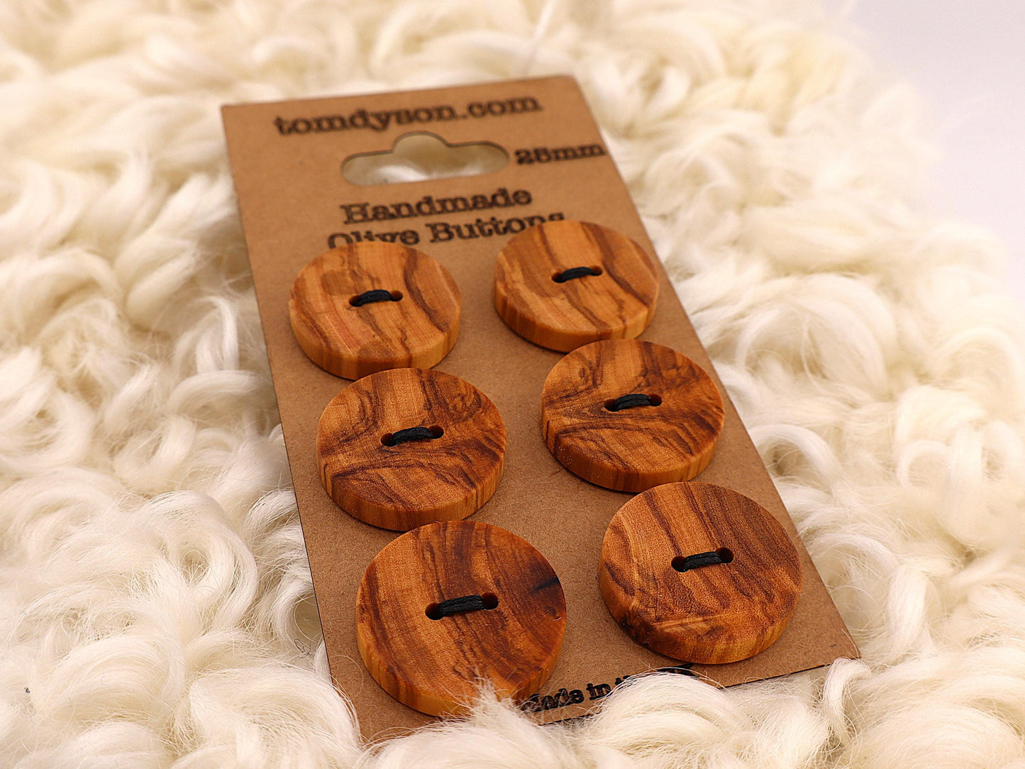 Handmade Olive Wood Buttons: 15mm, UK Crafted