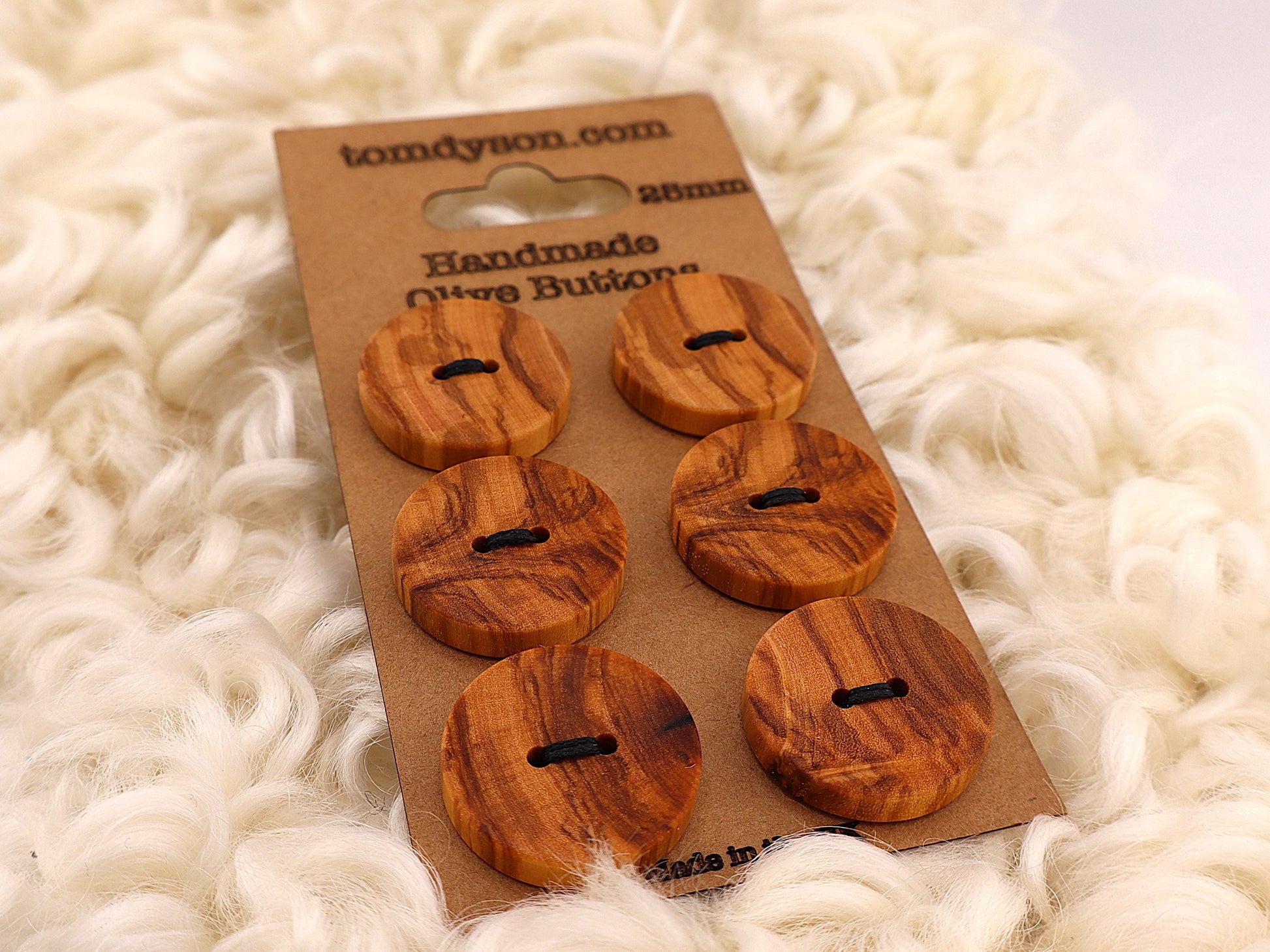 Handmade Olive Wood Buttons: 15mm, UK Crafted