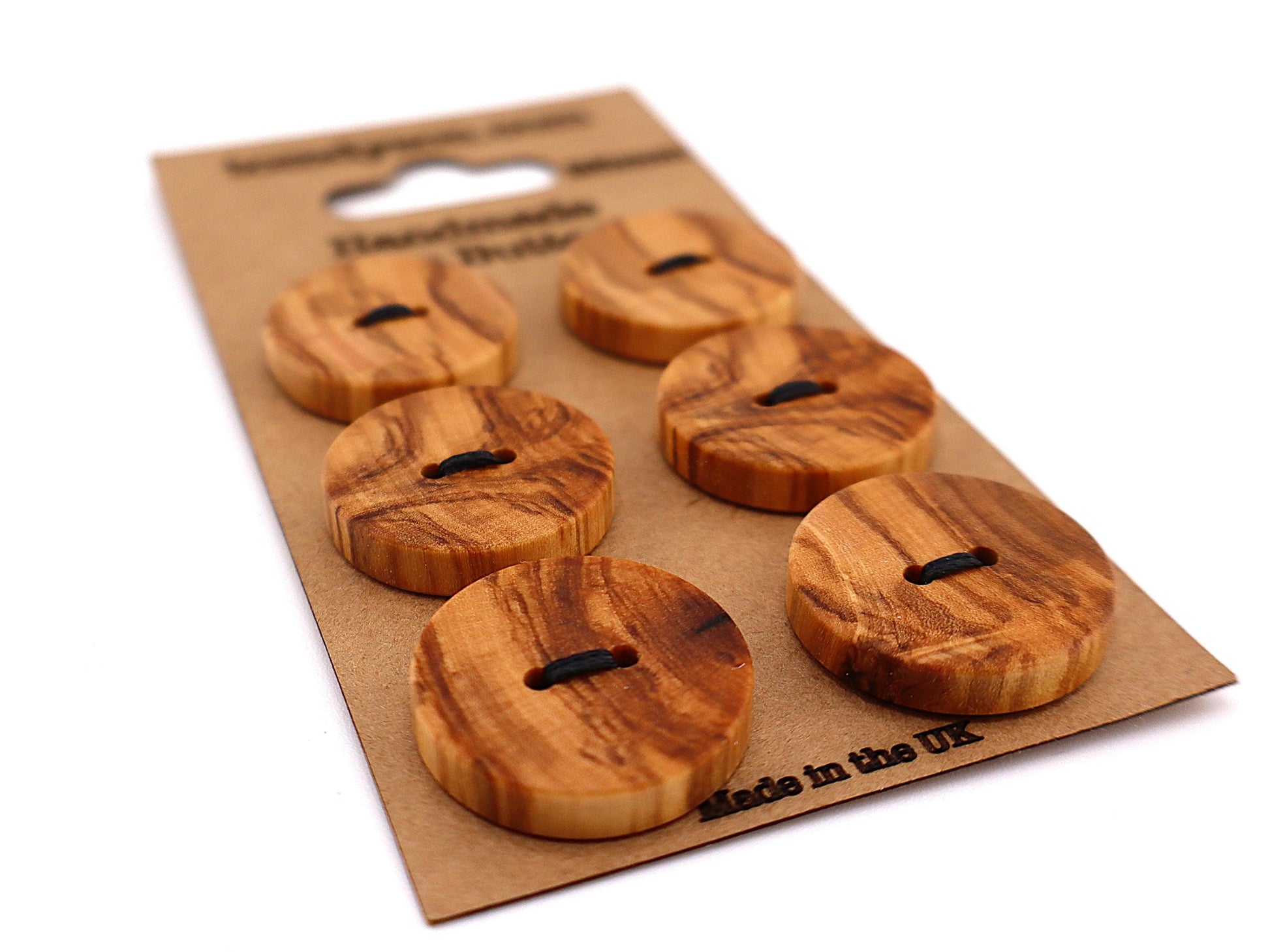Handmade Olive Wood Buttons: 15mm, UK Crafted