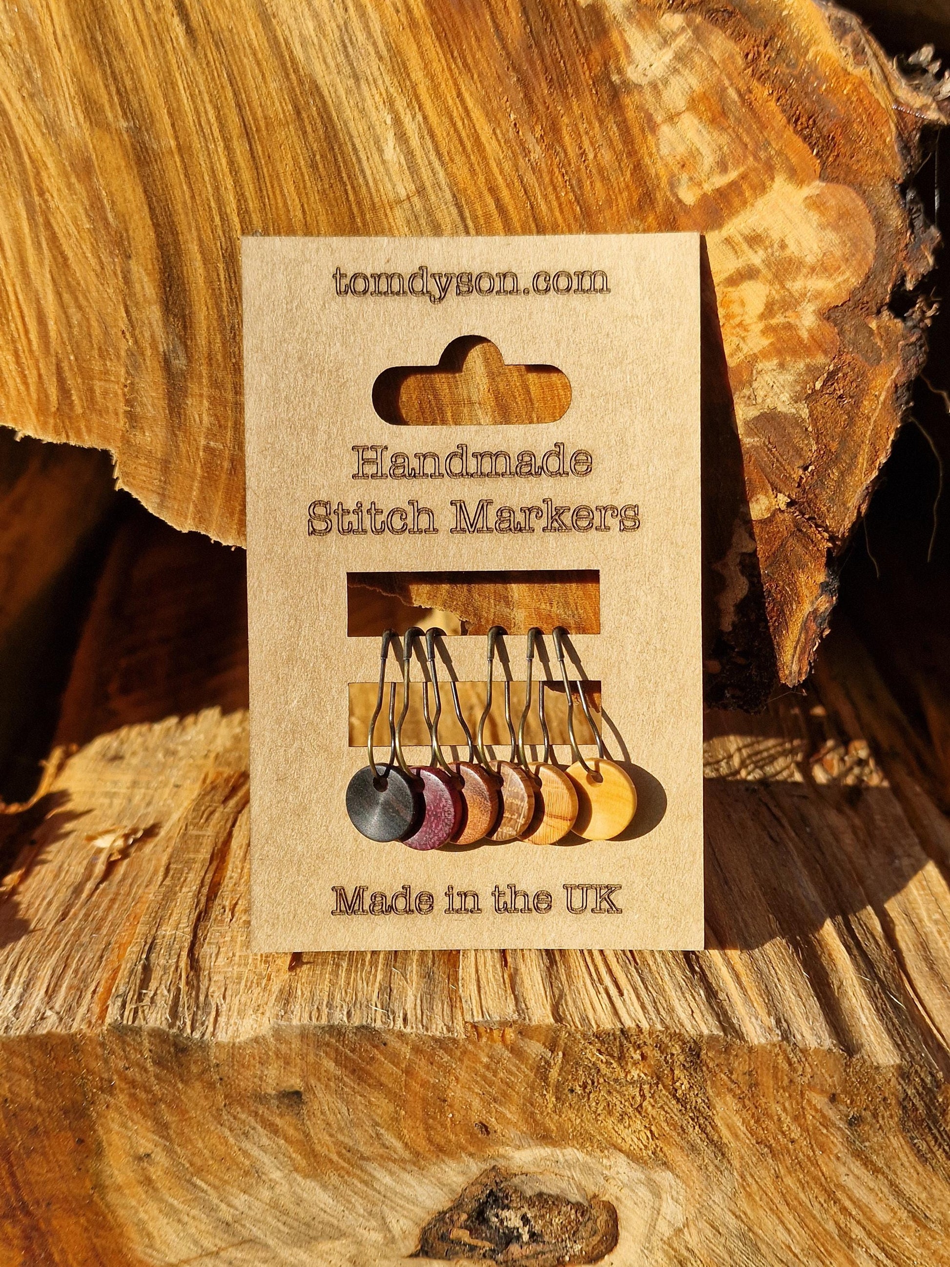 Handturned Wooden Stitch Markers - New Forest Handmade Knitting Accessories - Set of 6