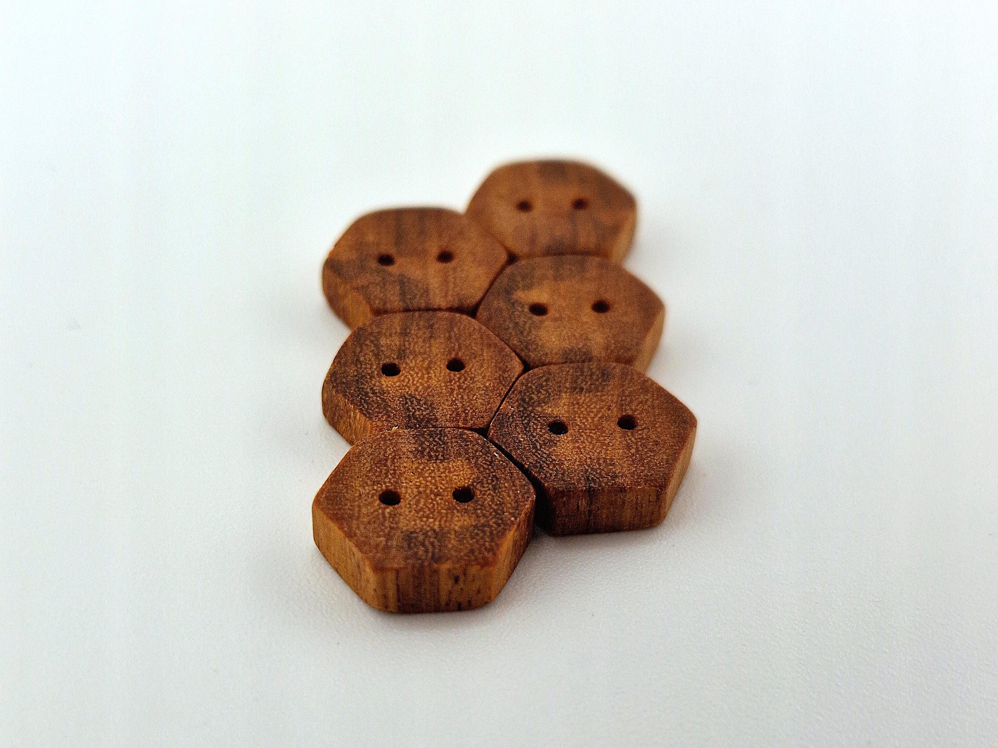 Handmade Hexagon Xylia Buttons – 15mm Solid Hardwood Sewing Buttons | Made in the UK