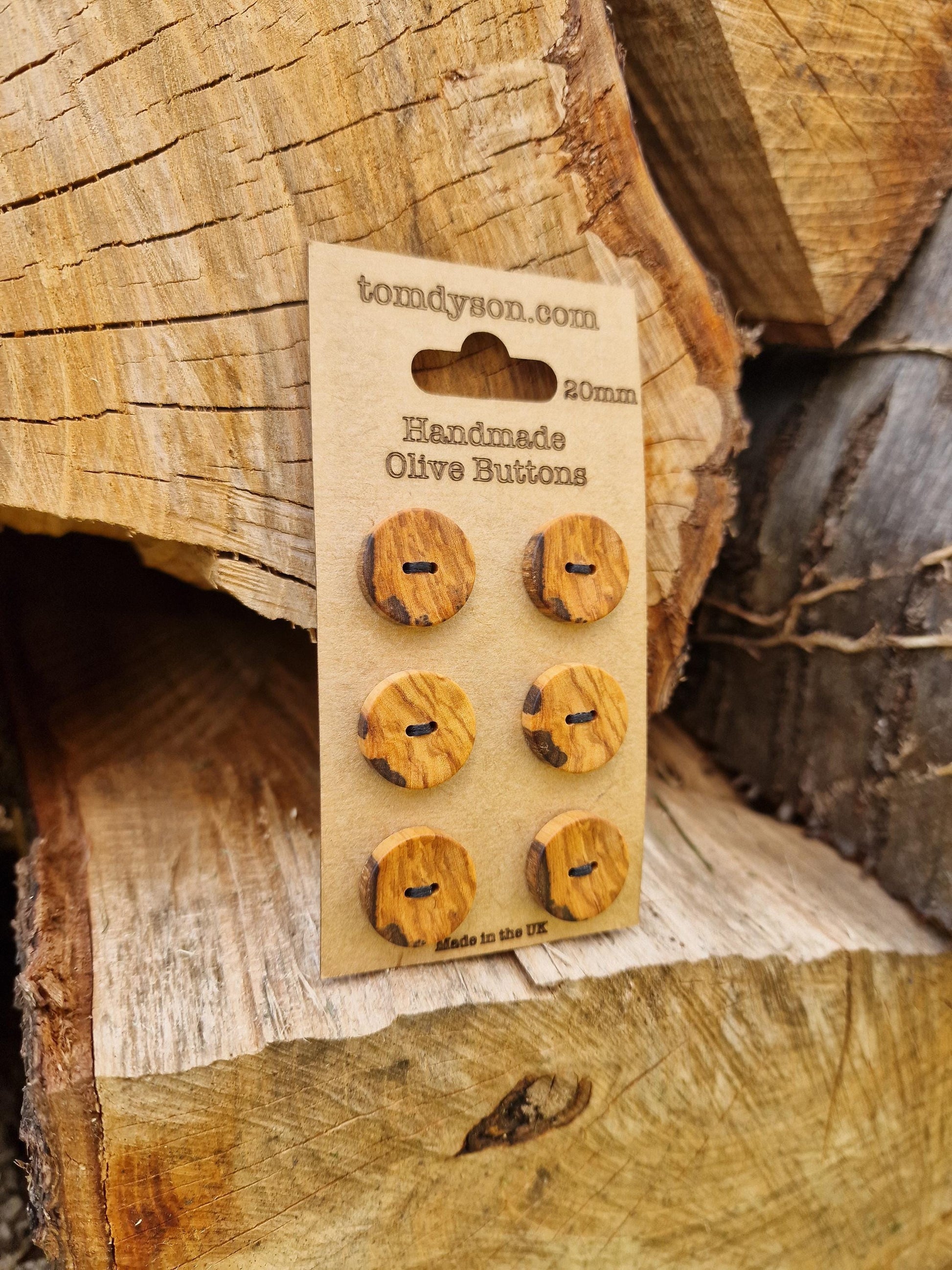 Handmade Olive Wood Buttons, Made in the UK