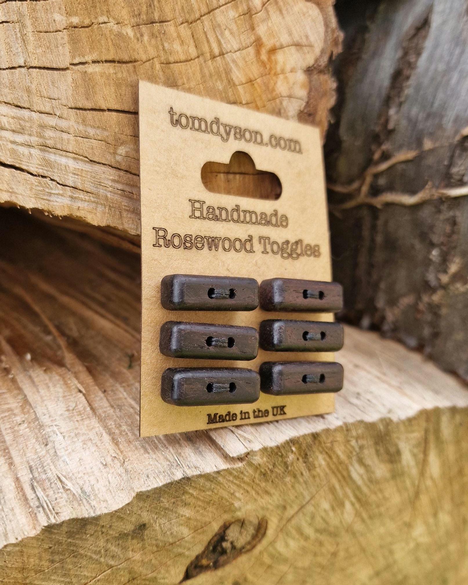 Handmade Wood Toggles – 25mm Natural Wooden Fasteners for Knitting, Sewing & Crafts