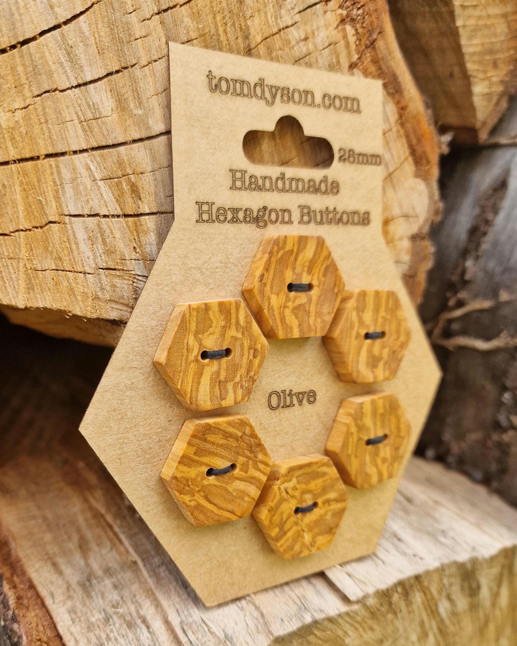 Handmade Olive Wood Buttons, Made in the UK