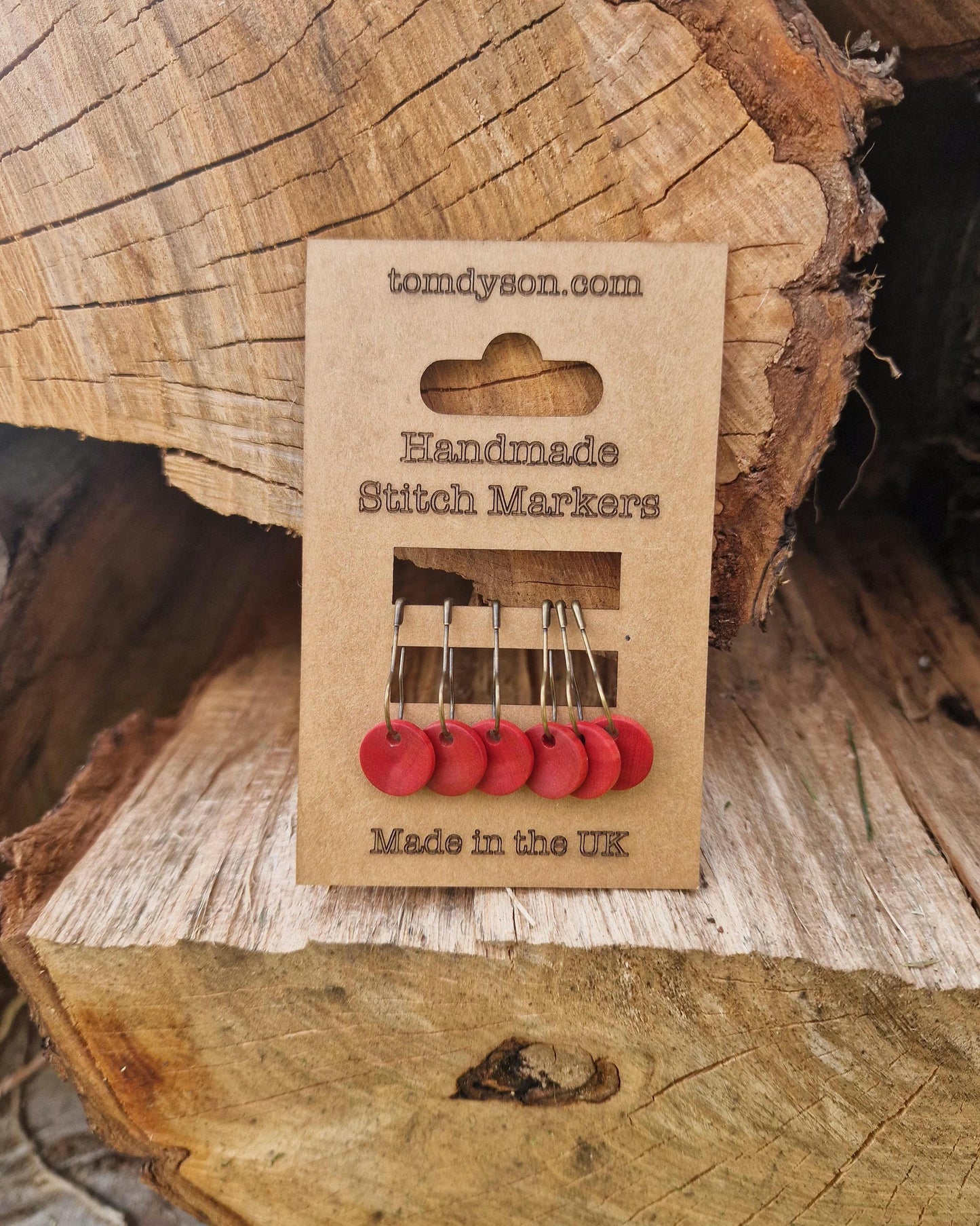 Handturned Wooden Stitch Markers - New Forest Handmade Knitting Accessories - Set of 6