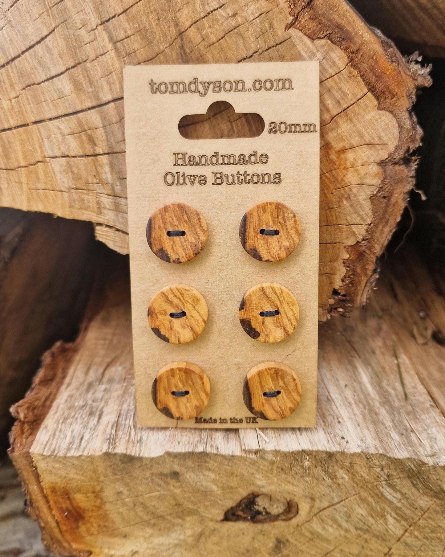 Handmade Olive Wood Buttons, Made in the UK