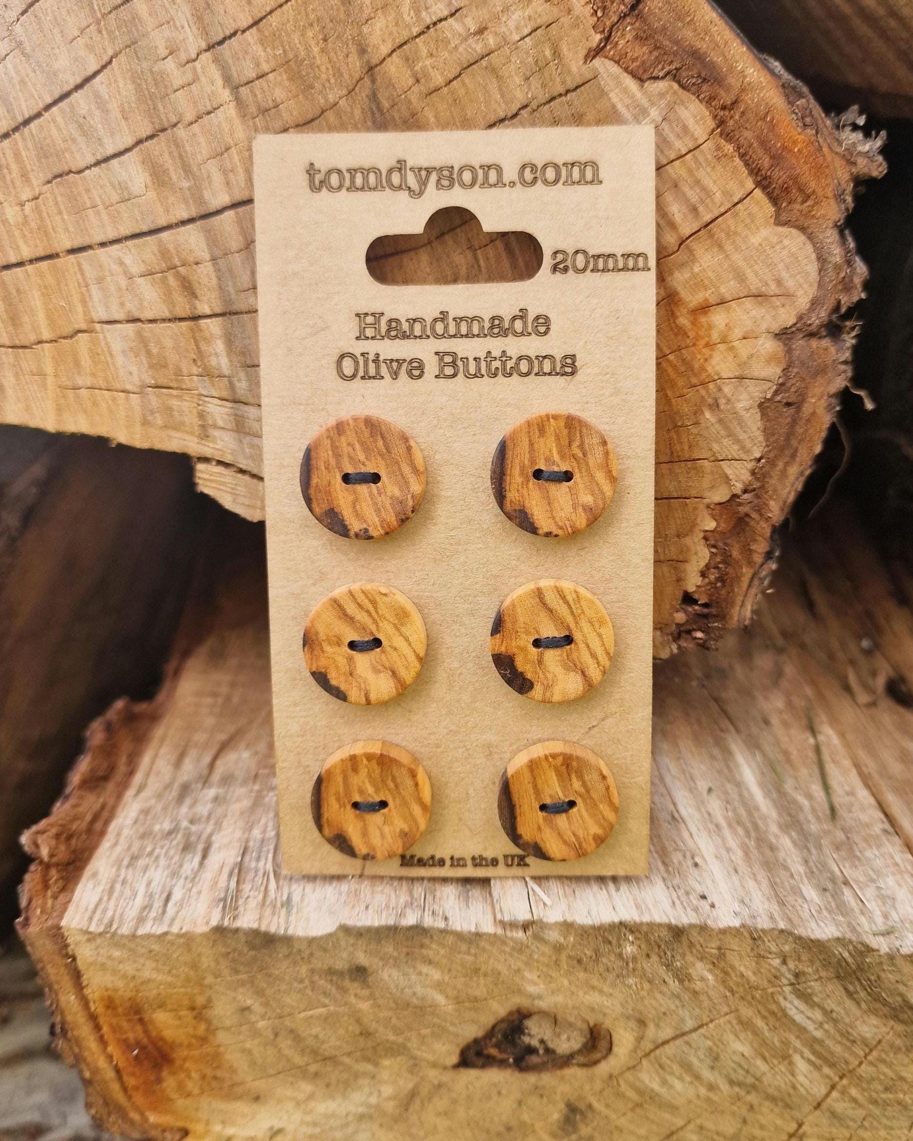 Handmade Olive Wood Buttons, Made in the UK