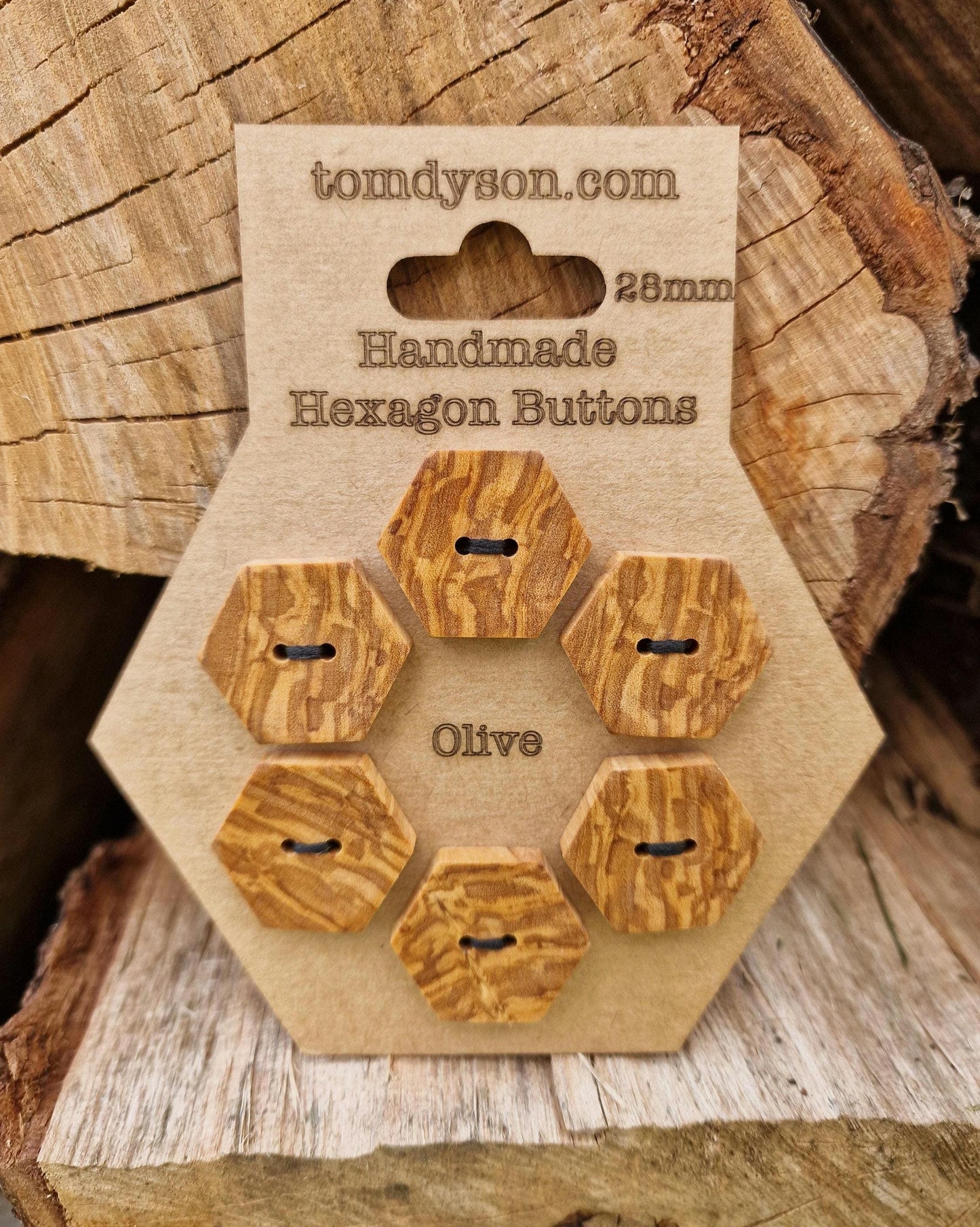 Handmade Olive Wood Buttons, Made in the UK